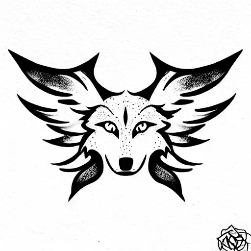 Wolf with Angel Wings  tattoo design idea