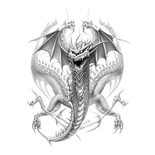 Dragon skeleton tattoo design idea