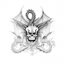 Dragon skeleton tattoo design idea