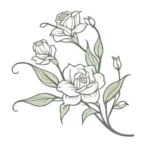 rose and lily of the valley intertwined tattoo design idea