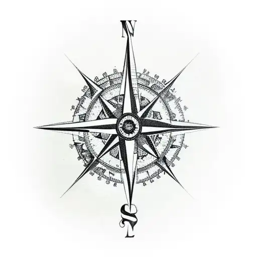 a compass rose sleeve symbolizing a strong sense of direction and unwavering determination tattoo design idea