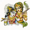 radha and krishna playing flute only faces  tattoo design idea