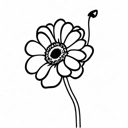 4 flower bouquet, one à chrysanthemum, one a daisy, one a snow drop and one a sweetpea tattoo design idea