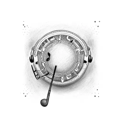 semicolon with musical note and guitar with microphone tattoo design idea