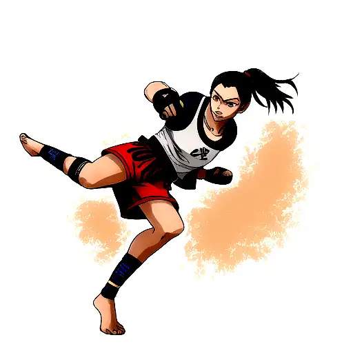 Muay Thai with apex legends boxing gloves around the T in Thai tattoo design idea