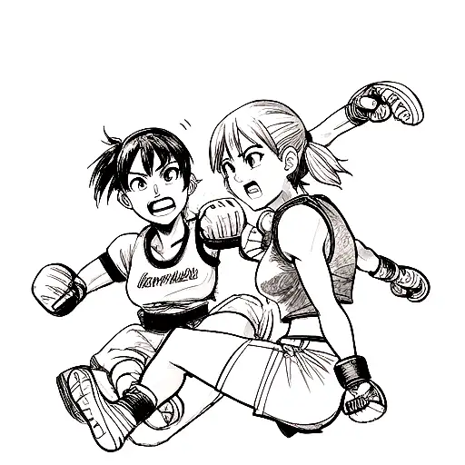 Muay Thai in words with apex legends boxing gloves around the T in Thai tattoo design idea