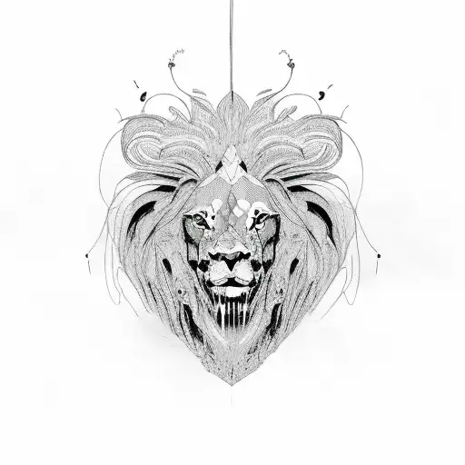 lion with human skull tattoo design idea