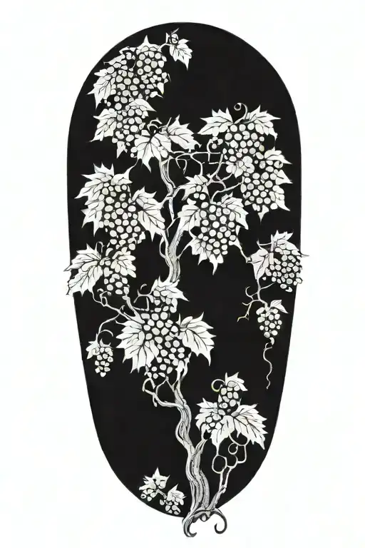 Grapevines with no grapes growing down mountian landscape with knights of vartan tattoo design idea