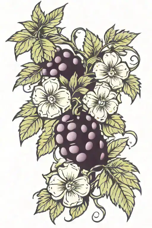 Grapevines with pinapple gernades  tattoo design idea