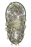 Grapevines growing down mountian landscape  tattoo design idea