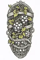 Grape vine wrapping a hand grenade  with knot work  tattoo design idea