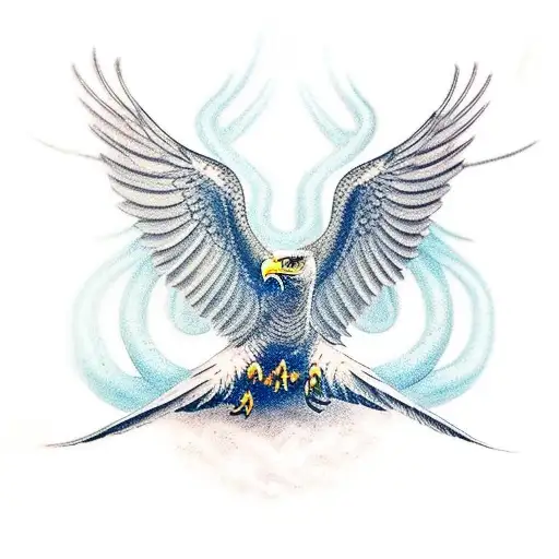 Eagle fighting a snake mid-flight tattoo design idea