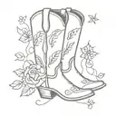 Cowboy boot flowers tattoo design idea
