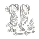 Cowboy boot flowers tattoo design idea