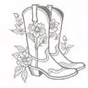 Cowboy boot flowers tattoo design idea