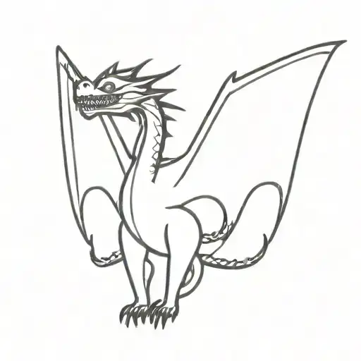 a minimalist dragon. all black. open wing as if seen from above. a light blue around it. tattoo design idea