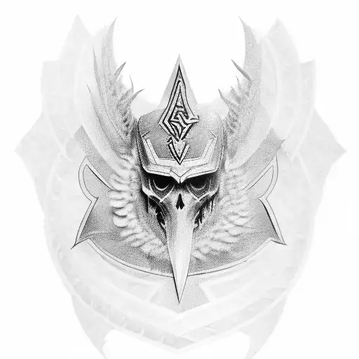 upper right chest armour with trinity symbol  tattoo design idea