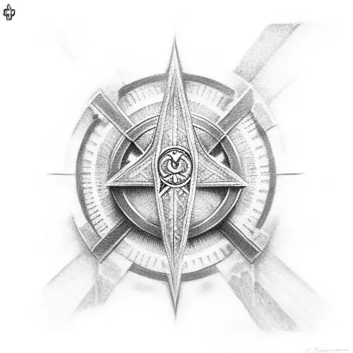 upper right chest armour with trinity symbol  tattoo design idea