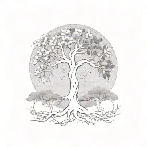 earthy flower tree with body shape and roots  tattoo design idea
