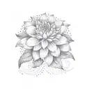 dainty small  lily and dahlia flower with leaves   tattoo design idea