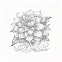 dainty small  lily and dahlia flower with leaves   tattoo design idea