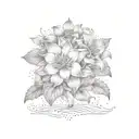 dainty small  lily and dahlia flower with leaves   tattoo design idea