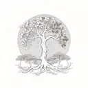 earthy flower tree with body shape and roots  tattoo design idea