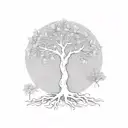 earthy flower tree with body shape and roots  tattoo design idea