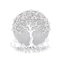 earthy flower tree with body shape and roots  tattoo design idea