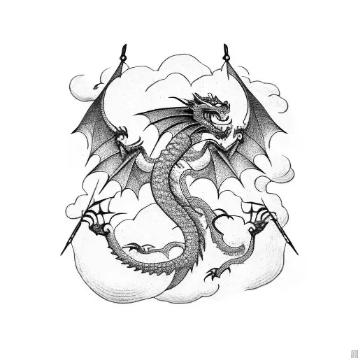 A dragon intertwined with Japanese writing symbolizing loyalty tattoo design idea