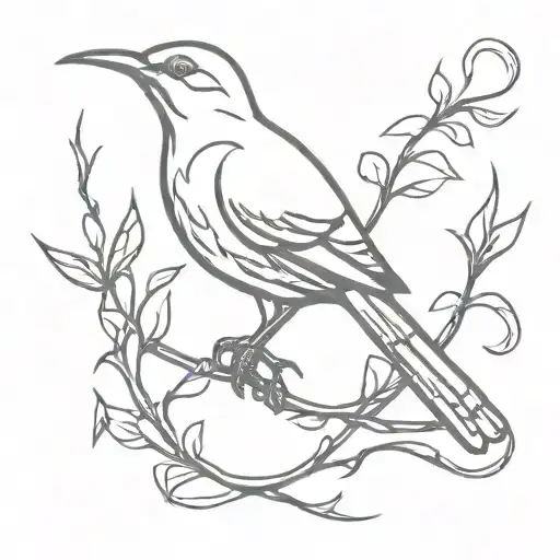 mockingbird and addiction recovery symbol tattoo design idea