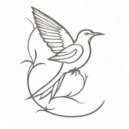 addiction recovery symbol with mockingbird flying tattoo design idea