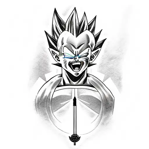 Vegeta, Darth Vader, Vergil and Kratos in Bohemian rhapsody style tattoo design idea