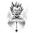 Vegeta, Darth Vader, Vergil and Kratos in Bohemian rhapsody style tattoo design idea