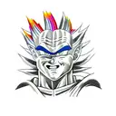 Vegeta, Darth Vader, Vergil and Kratos in Bohemian rhapsody style tattoo design idea