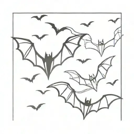 bats flying tattoo design idea