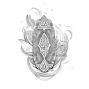 A Hawaiian tribal design with surfboards intertwined tattoo design idea