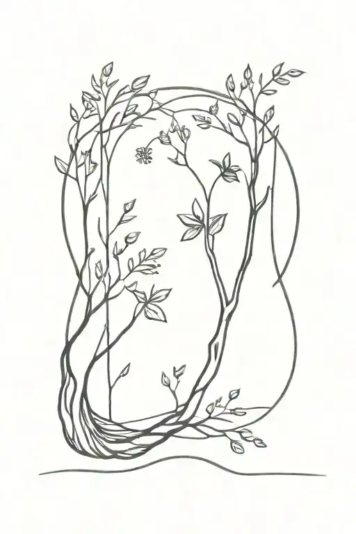 Willow tree and clover tattoo design idea