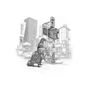 A street scene with drug references hidden in the background tattoo design idea