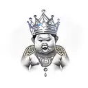 chubby Samba dancer with king costume tattoo design idea