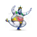 chubby Samba dancer with king costume tattoo design idea