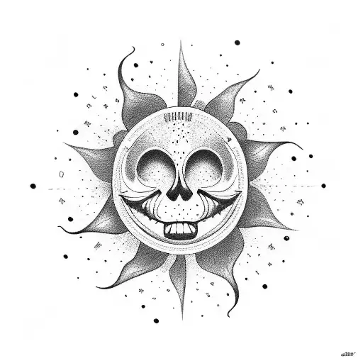 Sun and boss tattoo design idea