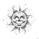Sun and boss tattoo design idea