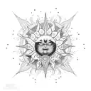 Sun and boss tattoo design idea