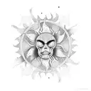 Sun and boss tattoo design idea