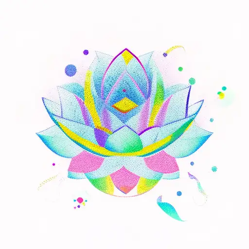 wind, sailboat, flowers, lotus, colorfull tattoo design idea
