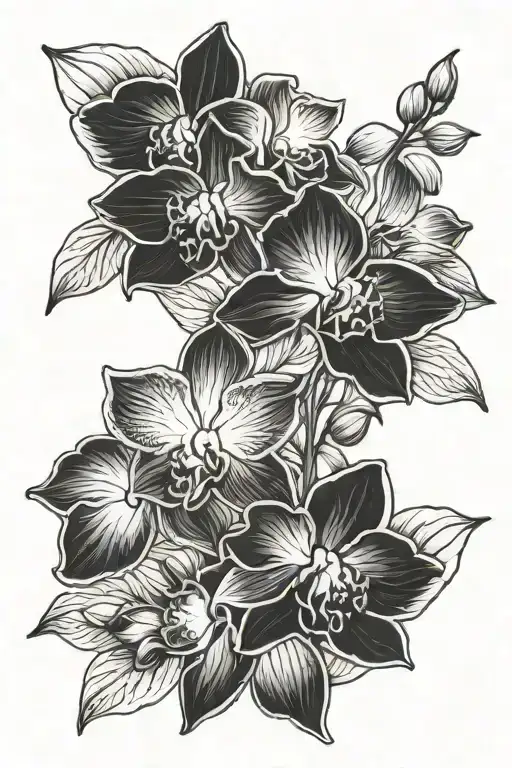 orchid flowers tattoo design idea
