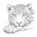 sleeping snow leopard in full size tattoo design idea