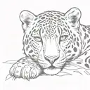 sleeping snow leopard in full size tattoo design idea