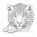sleeping snow leopard in full size tattoo design idea